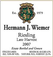 Hermann Wiemer 2007 Late Harvest Riesling